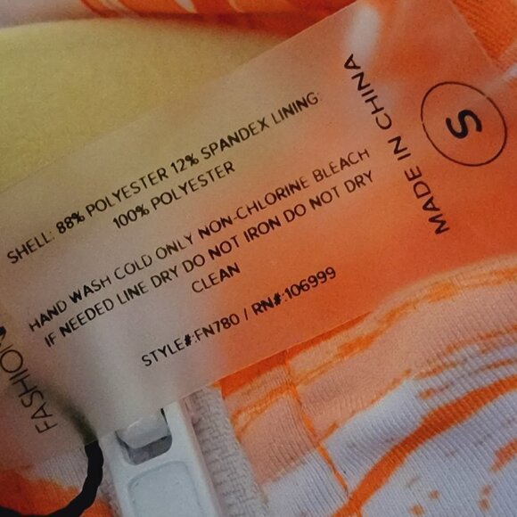 NWT Nova Bathing Suit Summer Workout Orange Zip Crop Top Size Small - Picture 11 of 12